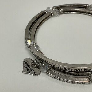 Motivational Bible Verse-Silver-Tone Scripture Heart Charm Bracelet